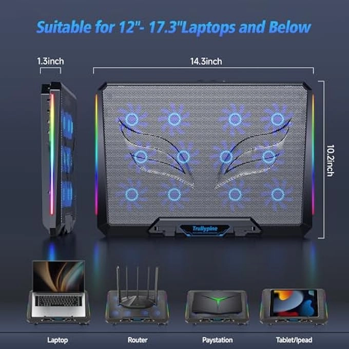 LAPTOP COOLING STAND AND FAN - 12 12" TO 17.3
