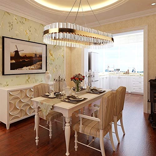 Rectangle Crystal Led Chandelier - Gold L60 W30 H15cm