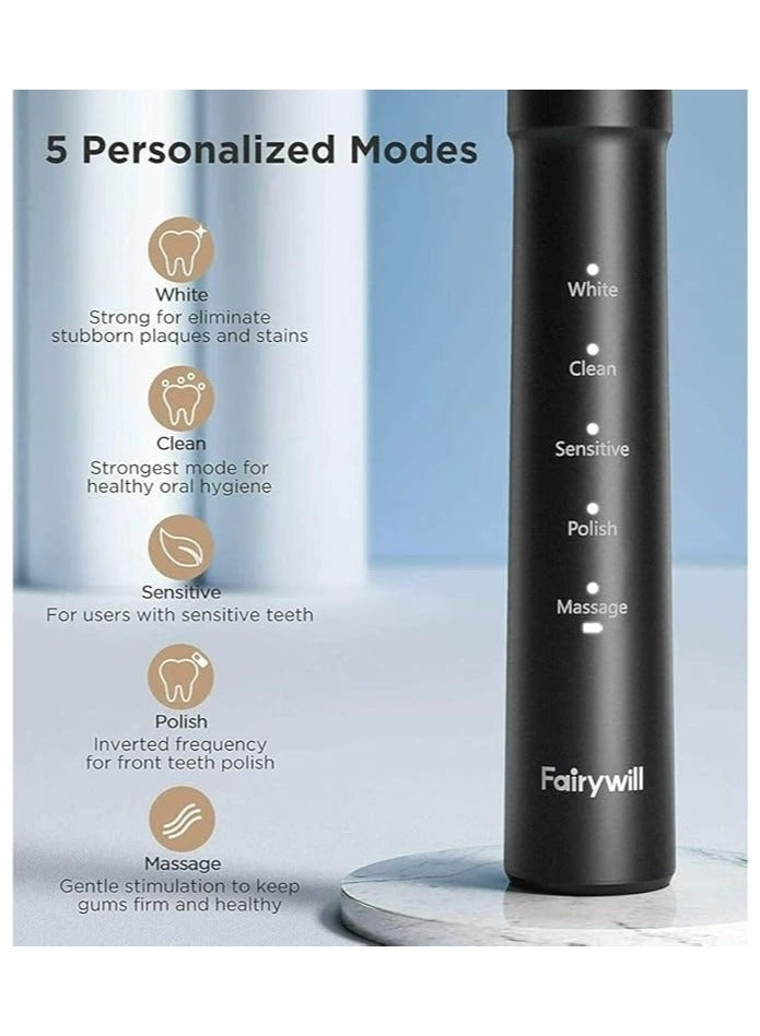 Sonic Electric Toothbrush - Rechargeable 8 Brush Heads 5 Modes