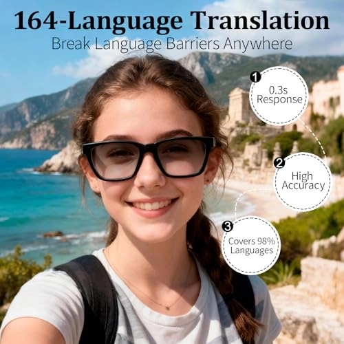 AI Language Translation Glasses - 150 languages Bluetooth 5.4 Color-Change Lens
