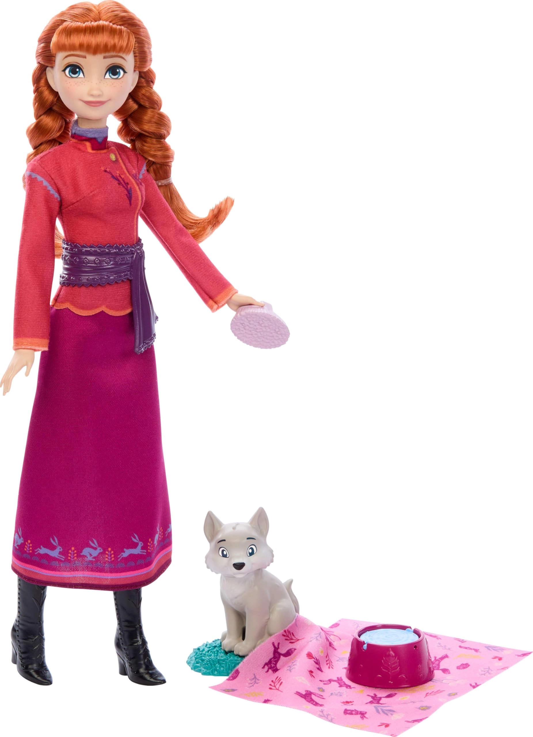 Mattel Anna Fashion Doll - 4 Accessories + Wolf Cub Figure