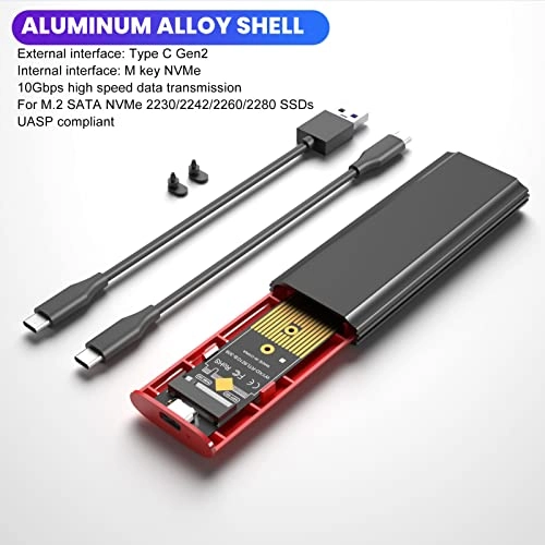 M.2 NVME SSD Enclosure - USB3.1 Gen2 M key NVMe 2230/2242/2260/2280