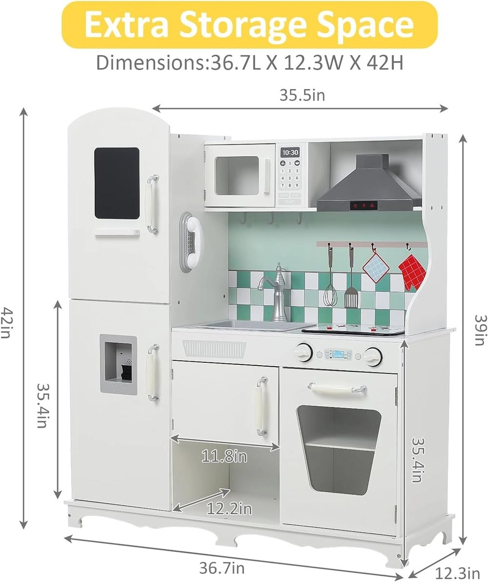 Kids Wooden Kitchen Pretend Playset (5551007-W08321)