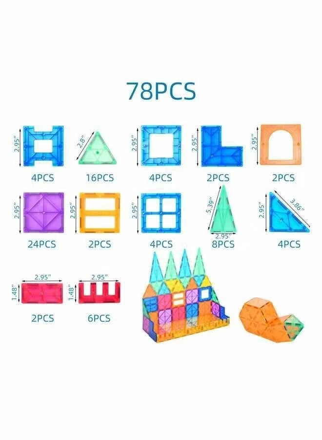 Color Window Magnetic Piece Building Blocks - 78pcs