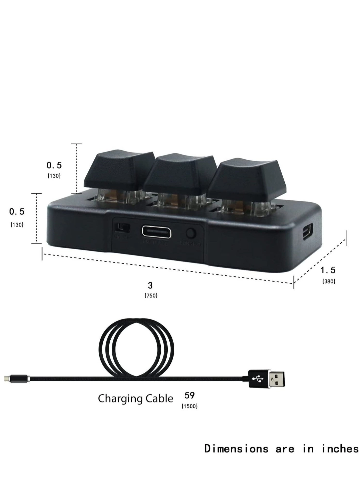 3-Key Mini Keypad - Wireless USB Mechanical
