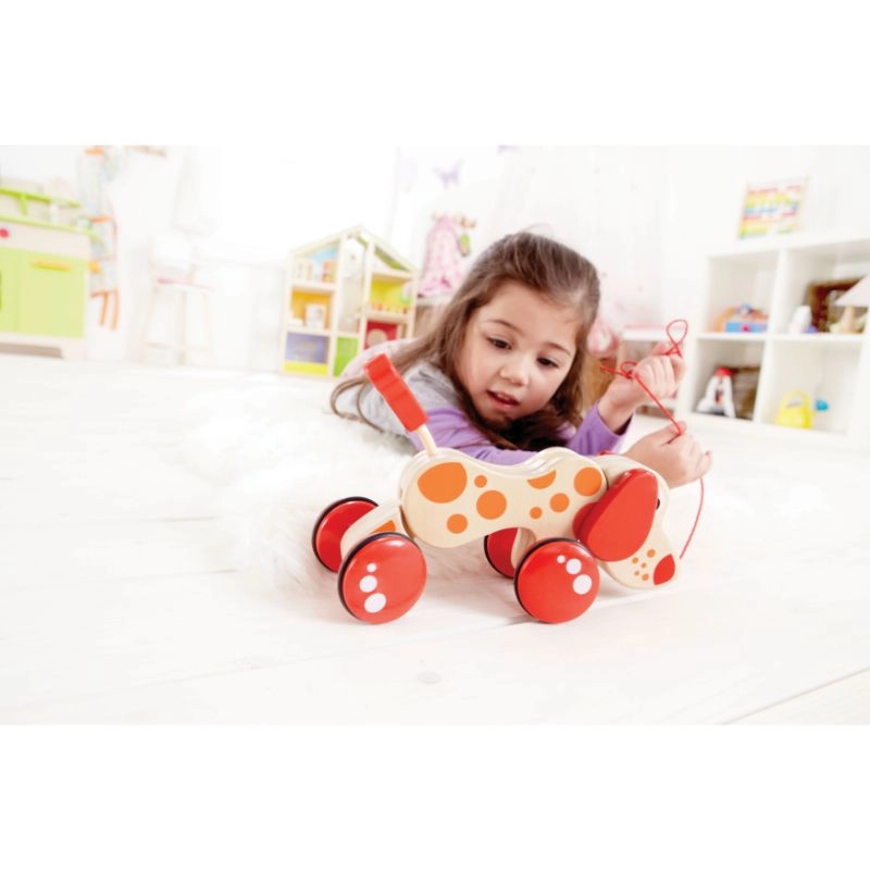 Walk A Long Puppy - Wooden Pull Toy Red