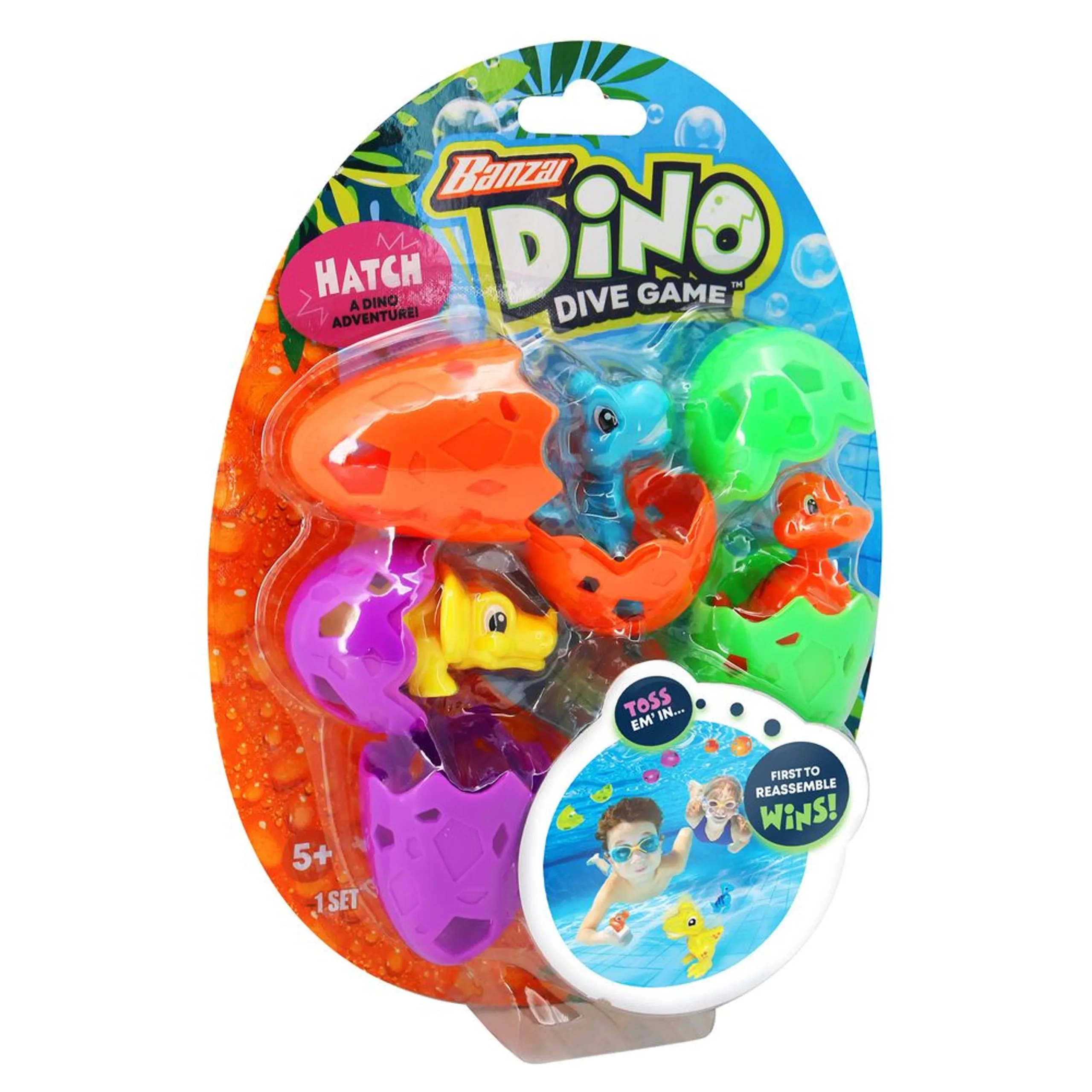Banzai Dino Dive Game - 3 Dinosaur Pieces 6 Dinosaur Egg Halves