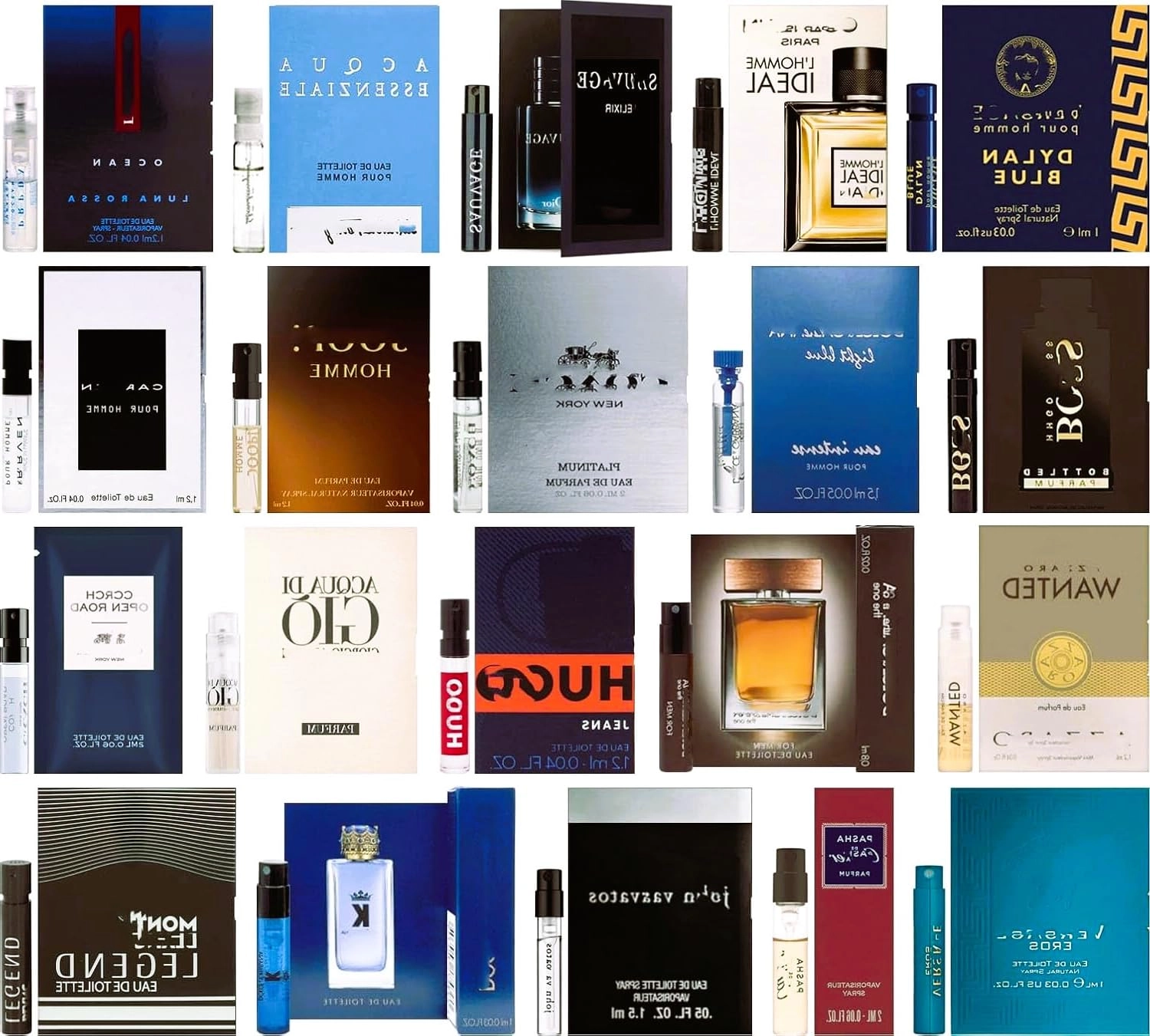 Assorted Men's Popular Designer Fragrance Sampler - 0.13 Fluid Ounces