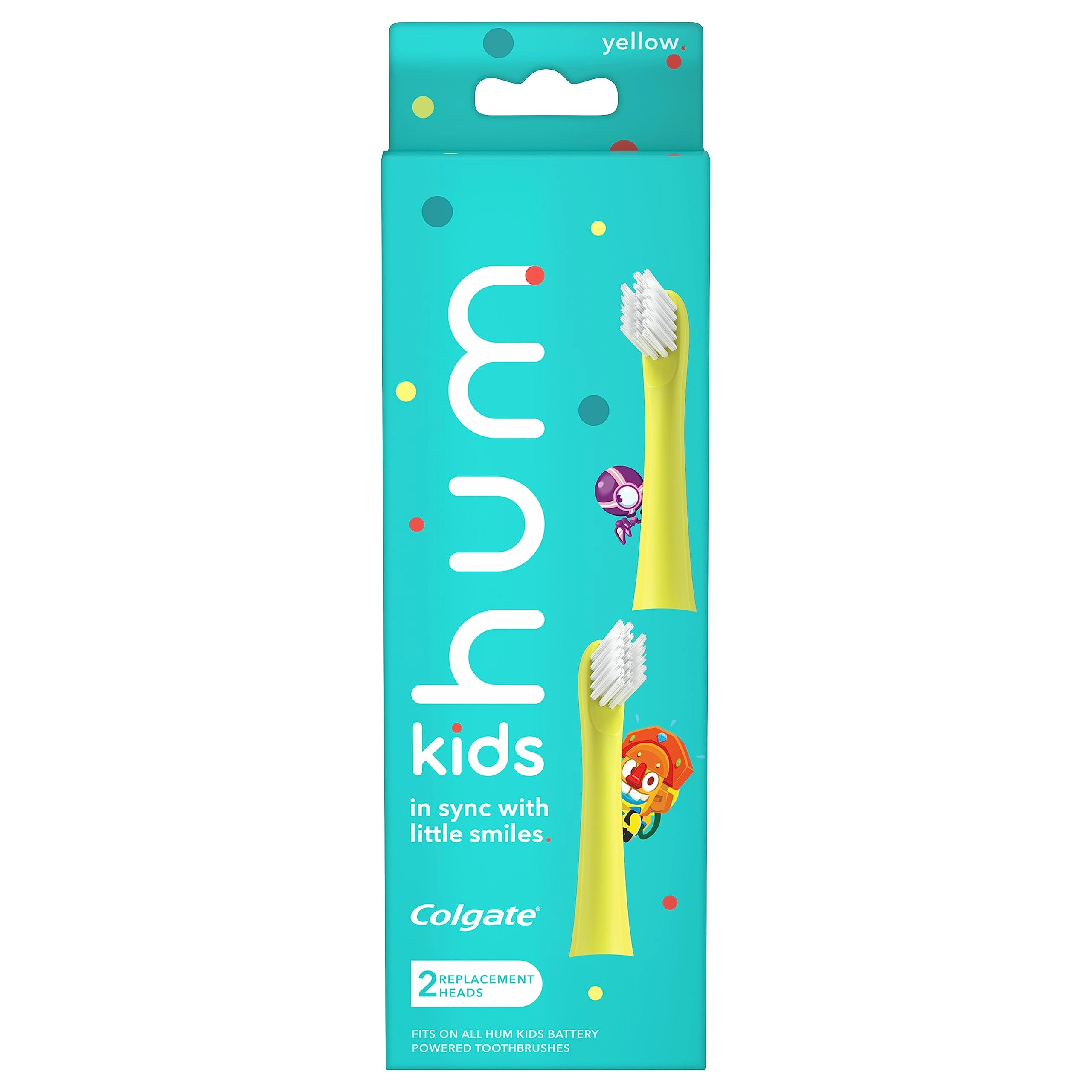 Colgate Hum Kids Powered Toothbrush Replacement Head - Yellow 2 Count