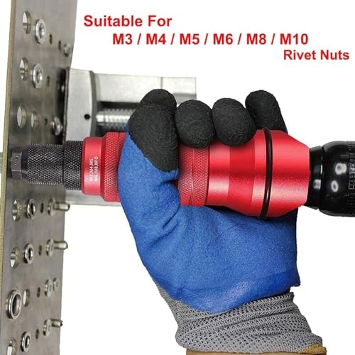 Rivet Nut Drill Adapter Kit - 6 Interchangeable Heads 150 Nuts 18V-24V