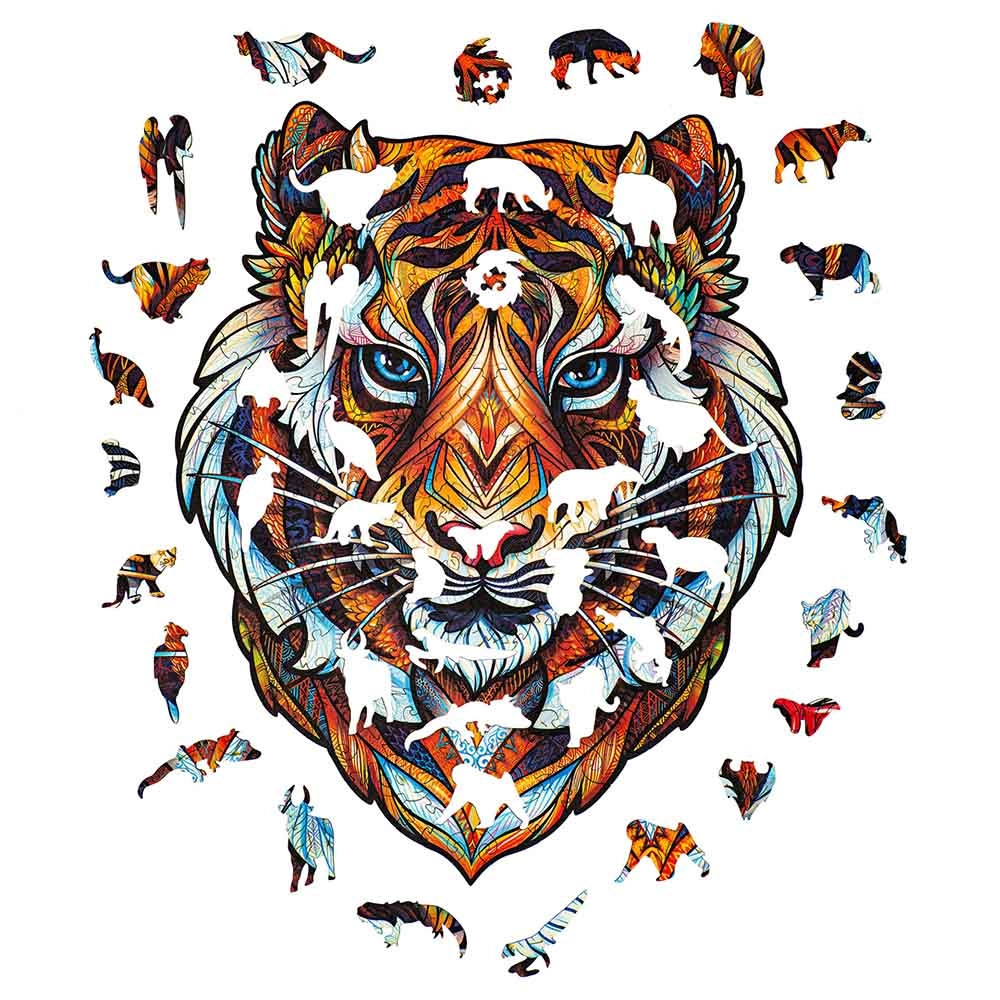 Lovely Tiger Wooden Puzzle (4107390-TIGER_M) - 181 pcs