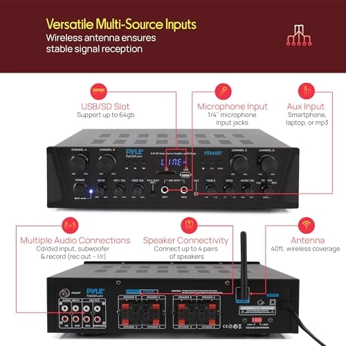 PTA44BT - 2 ¼” microphone inputs 500 WATT POWER