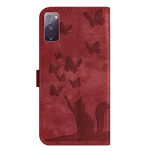 Cute Cat PU Leather Wallet Embossed Flip Cover for Samsung Galaxy S20 FE
