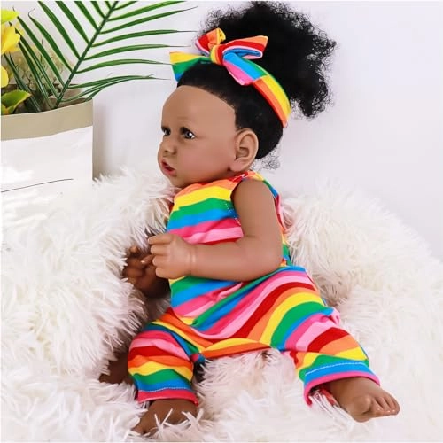 Reborn Baby Doll - 22 Inch Silicone Black Ages 3+