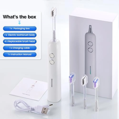 Sweeping Vibrating Electric Toothbrush - 4 Brush Heads 60 Days 3 Modes