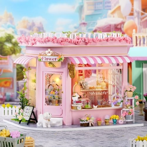 DIY Wooden Dollhouse Kit - Flower Pink World