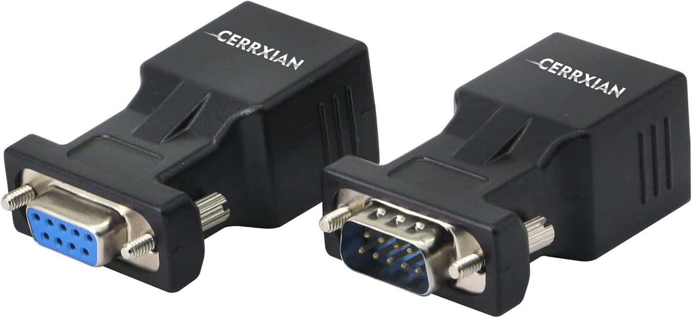 DB9 RS232 Serial Coupler Extender Adapter - Male & Female RJ45 Cat5e Cat6 Pack
