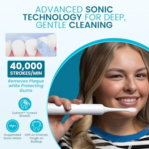 Sonic Electric Toothbrush - IPX7 Waterproof 2-Minute Smart Timer DuPont Tynex Bristles