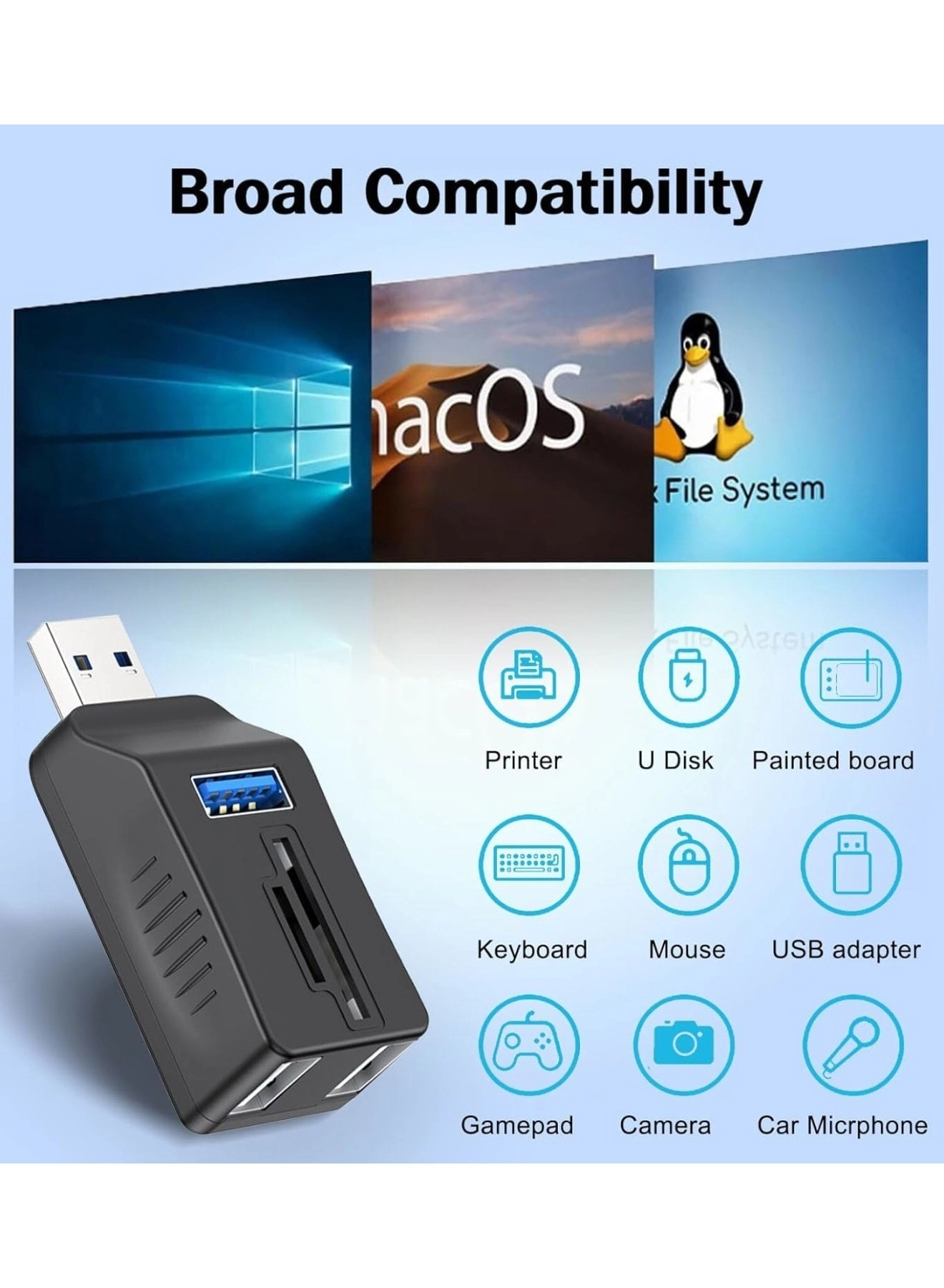 USB C USB HUB - USB 3.2 GEN 2 10G UHS-II SD Card Reader 3 USB A Ports