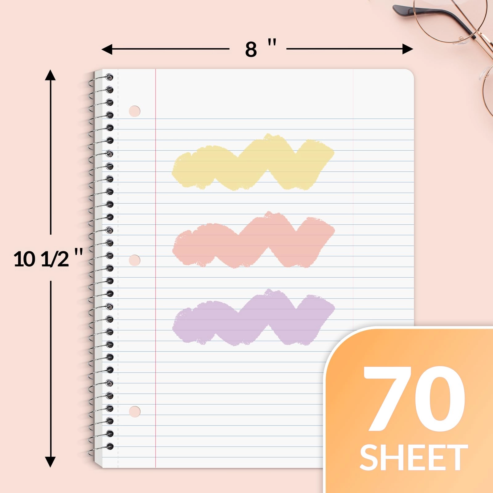 Spiral Notebook 8" x 10-1/2" Spiral - Lined 70 Sheets