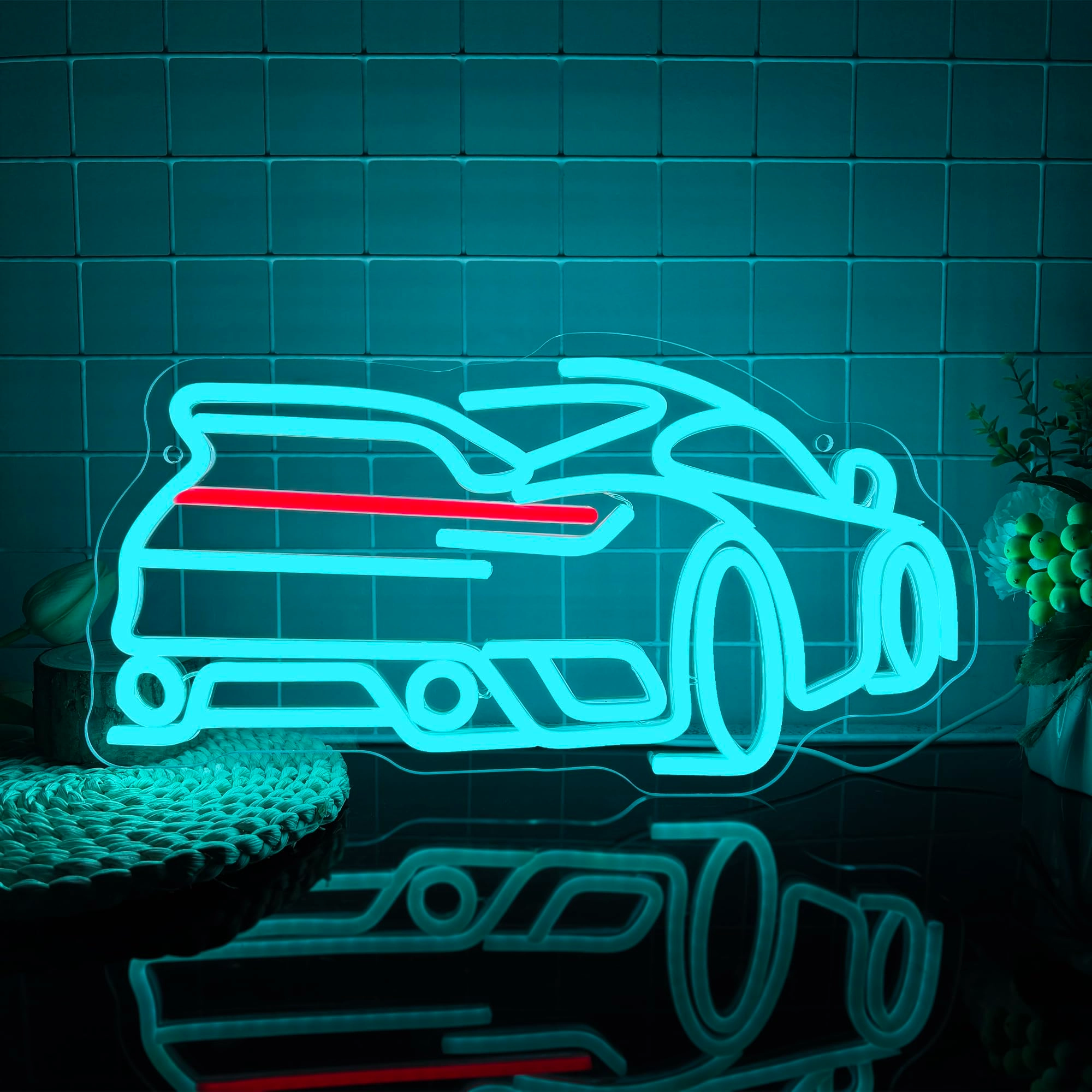 foxiden Blue Sports Car Neon Sign - Dimmable USB Powered 15.7x8.3