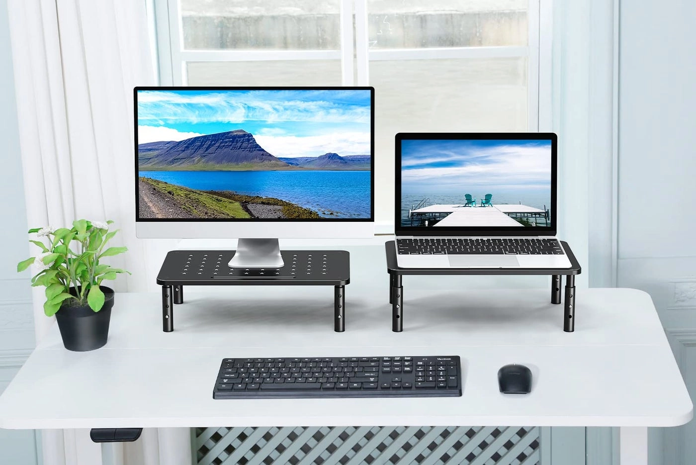 Monitor Stand Riser - Metal Drawer 3 Height Adjustable Phone Holder Pack