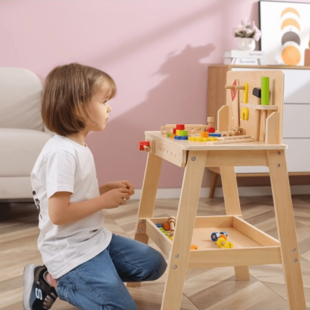 Wooden Tool Bench With Accessories Pretend Playset (29464294-44589)