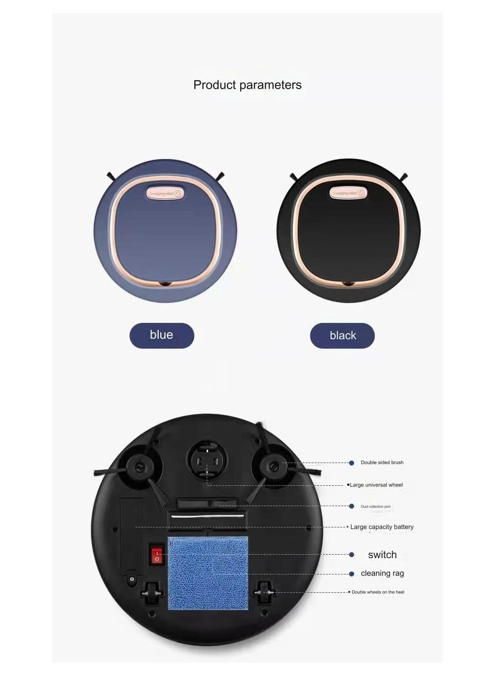 3-in-1 Robot Vacuum - With Mop Cordless USB Rechargeable