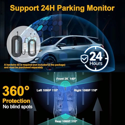 Dash Cam Front and Rear 4-Channel - 1440p