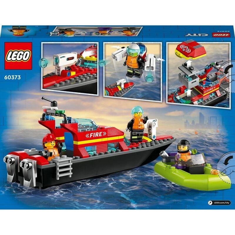 City Fire Rescue Boat (60373) - Floats on Water 3 Minifigures