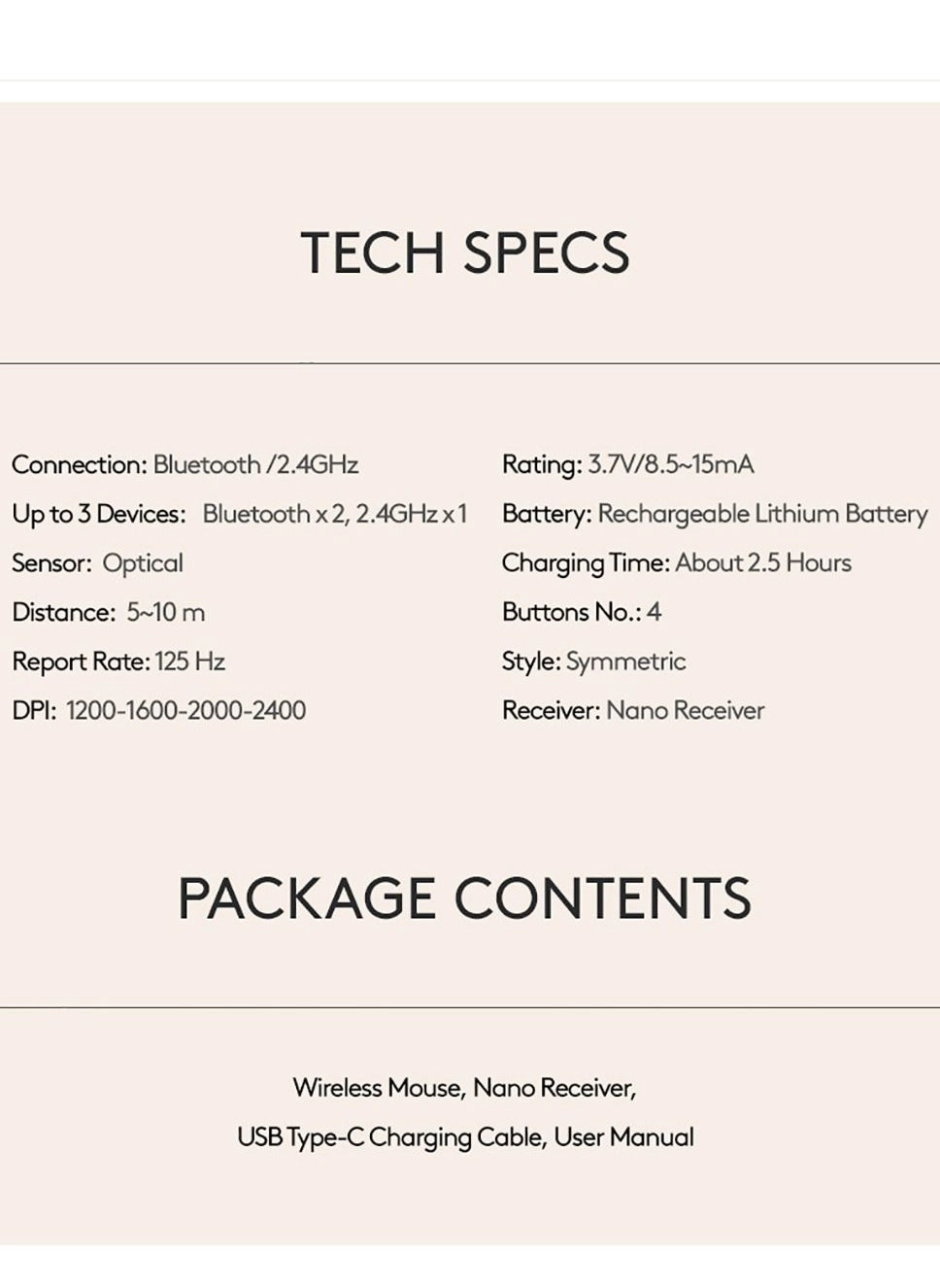 FB10CS Dual Mode Rechargeable Mouse - Wireless