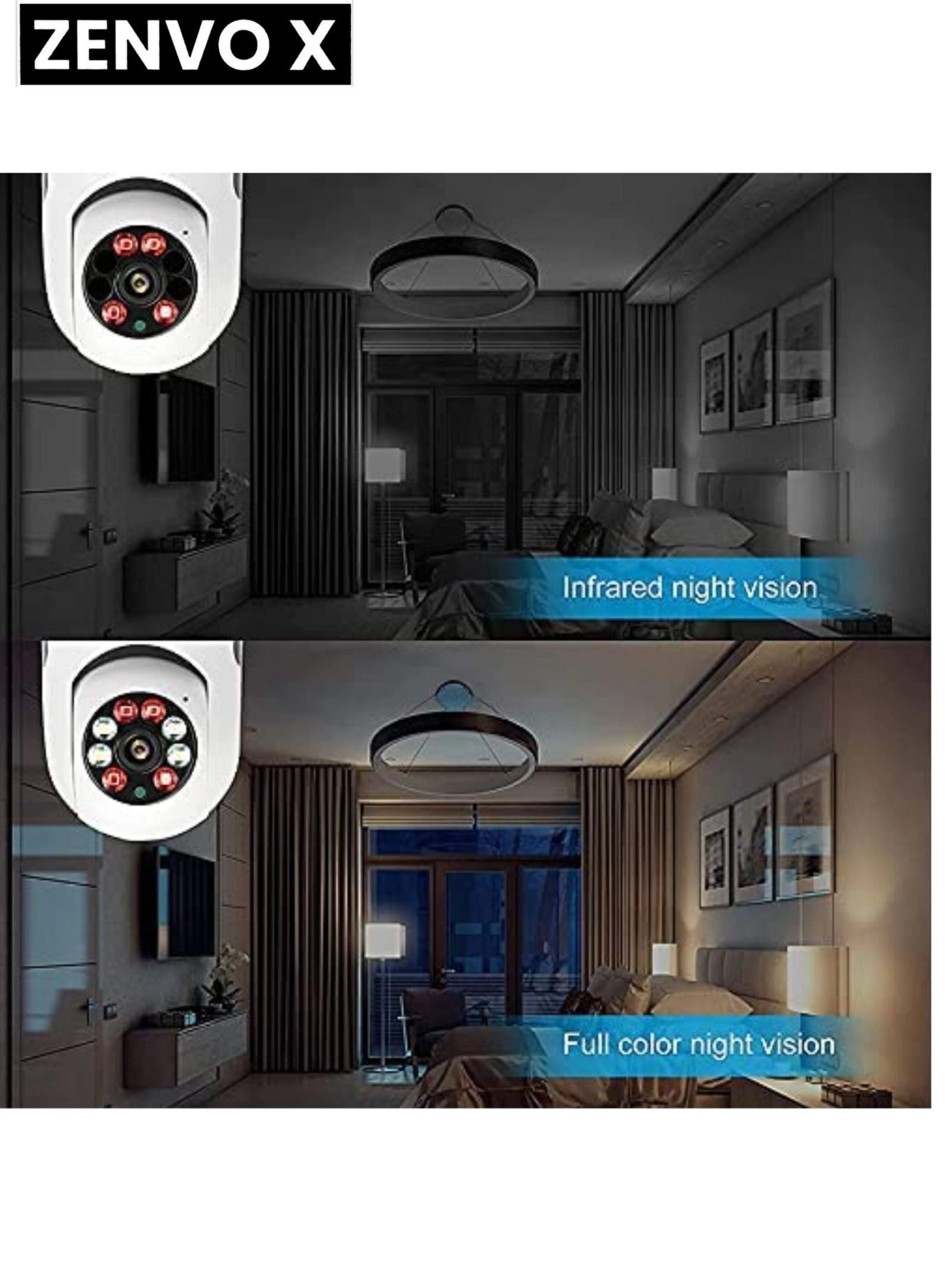 360 Degree Wireless Panoramic Bulb Camera 1080p