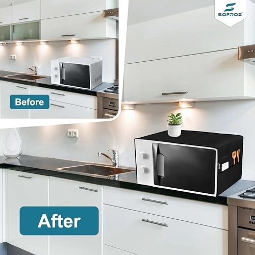 Microwave Oven Cover - 100 x 35 cm Black Nylon