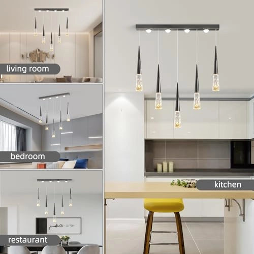 Crystal Chandelier - Dimmable LED 5-Light Adjustable Height