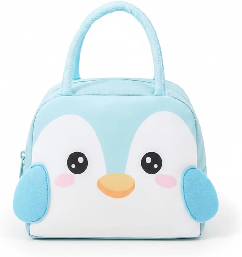 AMANI TRADING FZE UAQ UAE Penguin Insulated Lunch Bag - Sky Blue Large Capacity