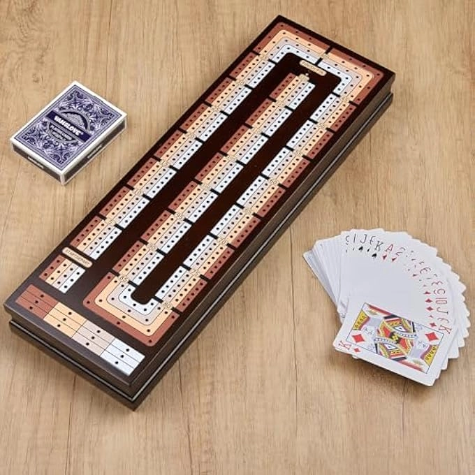 Cribbage Board - 4-Track Wooden Magnetic Scoreboard