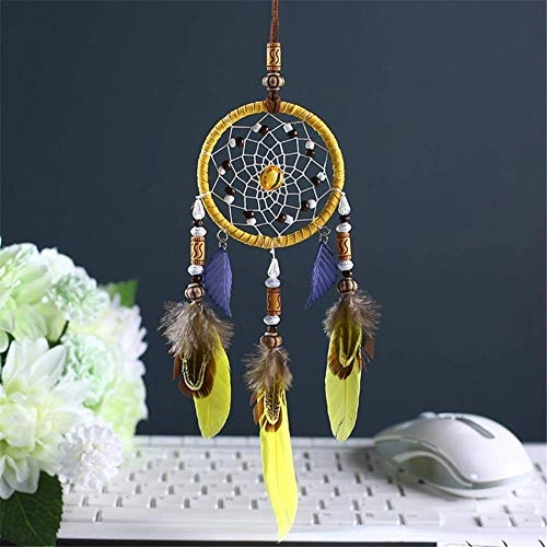 Dreamcatcher - woolen yarn, iron hoops, wood beads, feathers