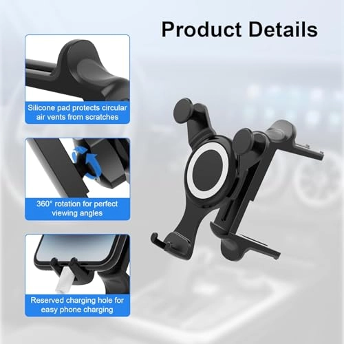 Car Mobile Phone Holder - Round Vents Mount Universal Compatibility
