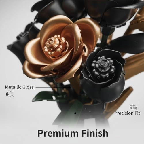 Rose Flower Building Blocks with Vase - Black Rose 255 pcs