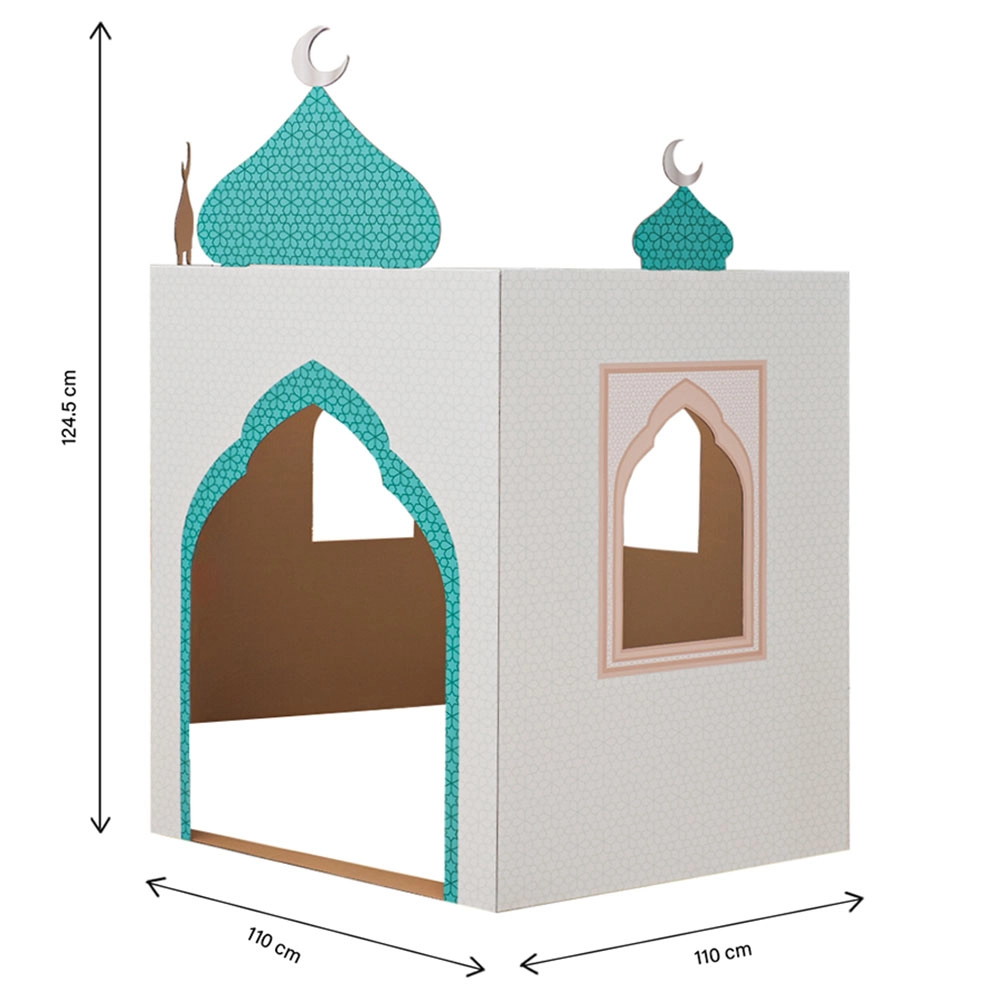 Theme Cardboard Playhouse - Mosque - Black - White 110 x 124.5 x 110 cm