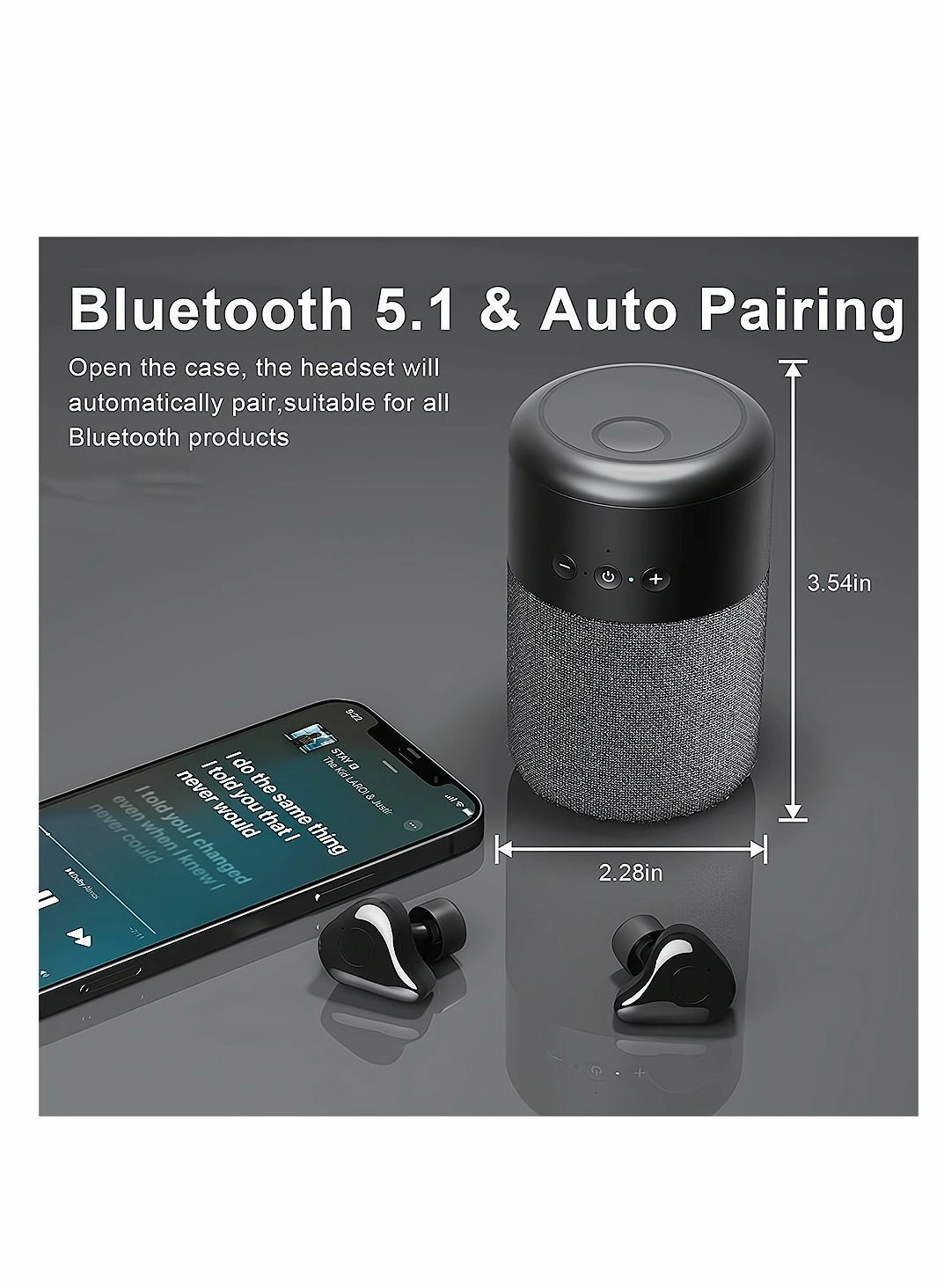 Portable Bluetooth Speakers - 2 in 1 Earbuds Subwoofer