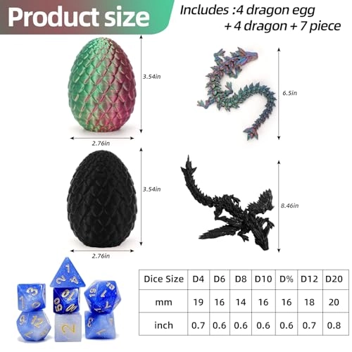 Dragon Egg - 4 pcs + DND Dice - 7 pcs