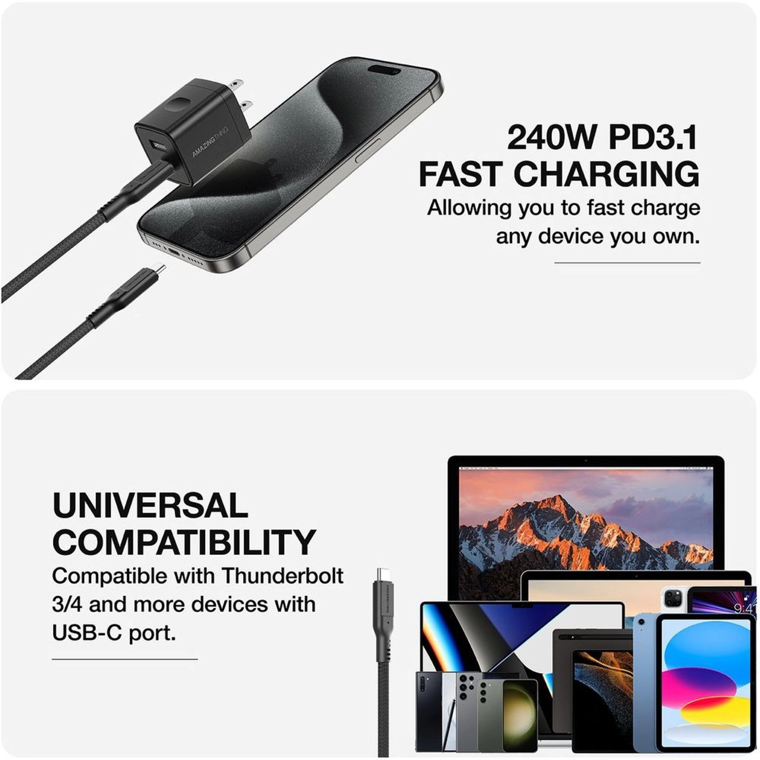 Thunder Pro 240W Cable USB-C to USB-C 2m