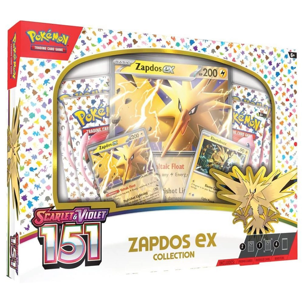 Pokémon Scarlet & Violet 3.5 Zapdos Ex Box - 4 Booster Packs Oversize Foil Promo