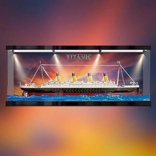 Display Case Compatible with Lego Titanlc - 140 x 20 x 50 cm LED ceiling light model