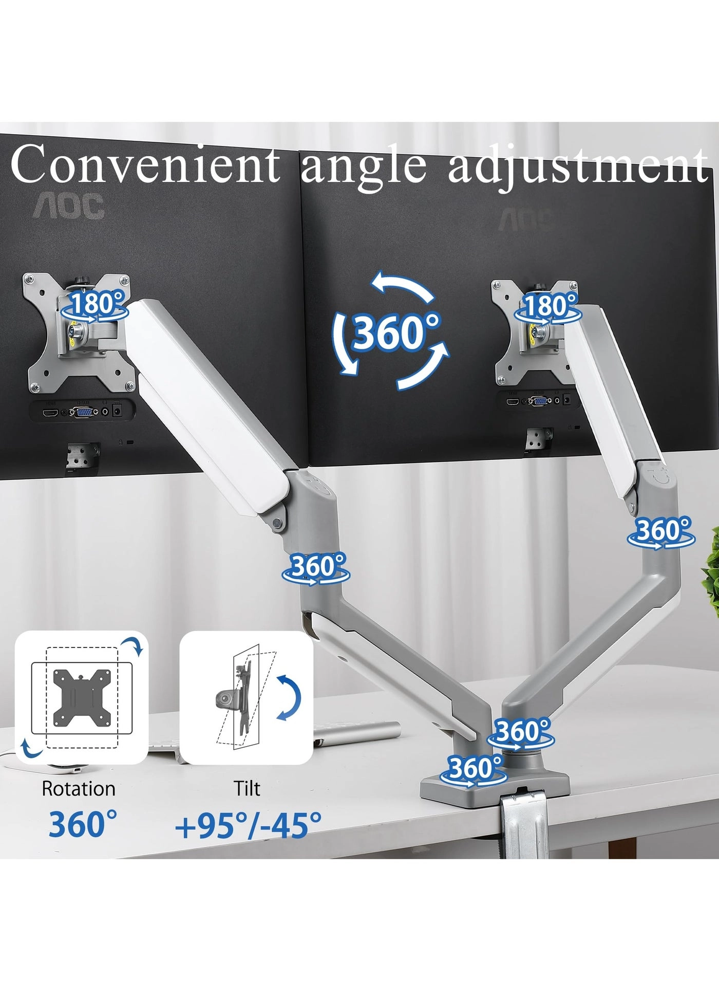 Dual Monitor Mount - 2 Monitors 32 inches 75mm or 100mm