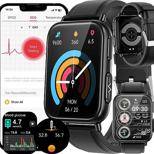 Blood Glucose Smart Watch - ECG HRV 20 Sports Modes