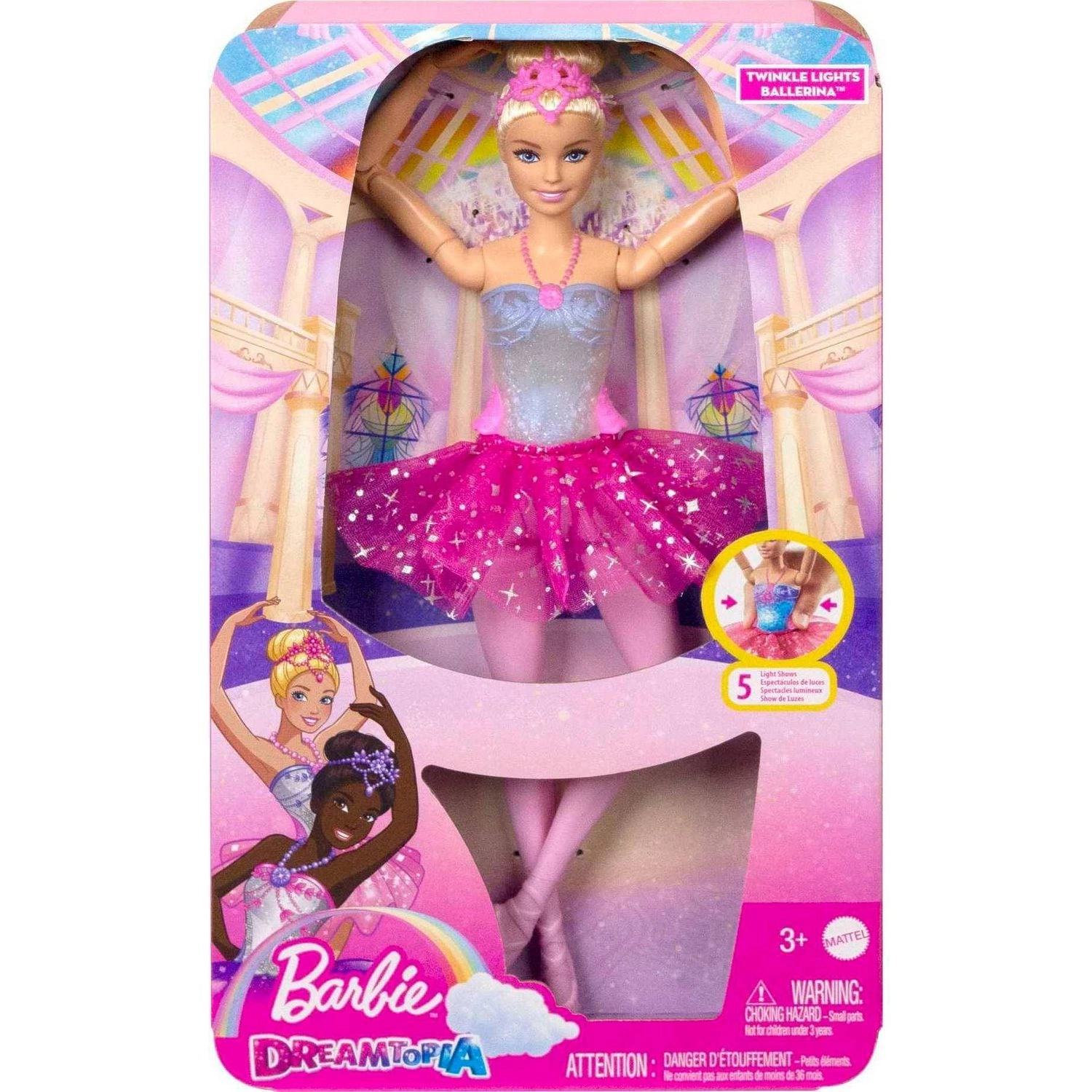 Magical Ballerina Doll - Black Hair Purple Tutu Light-Up Feature