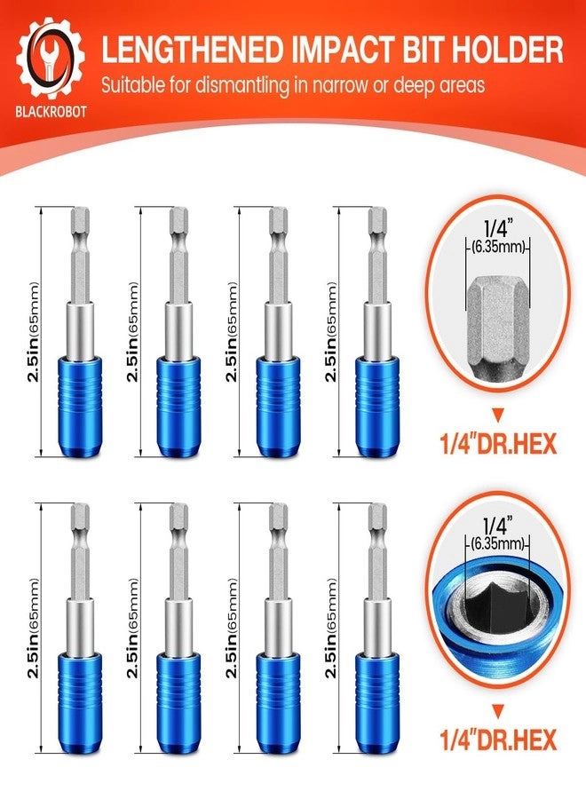 Magnetic Quick Change Impact Bit Holder - 8-Piece 2.5-Inch 1/4" Hex