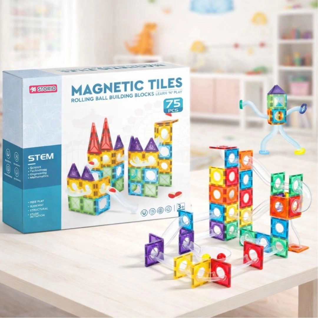 Storio, wecare@storio.in Magnetic Tiles - Basic Blocks 75 pcs